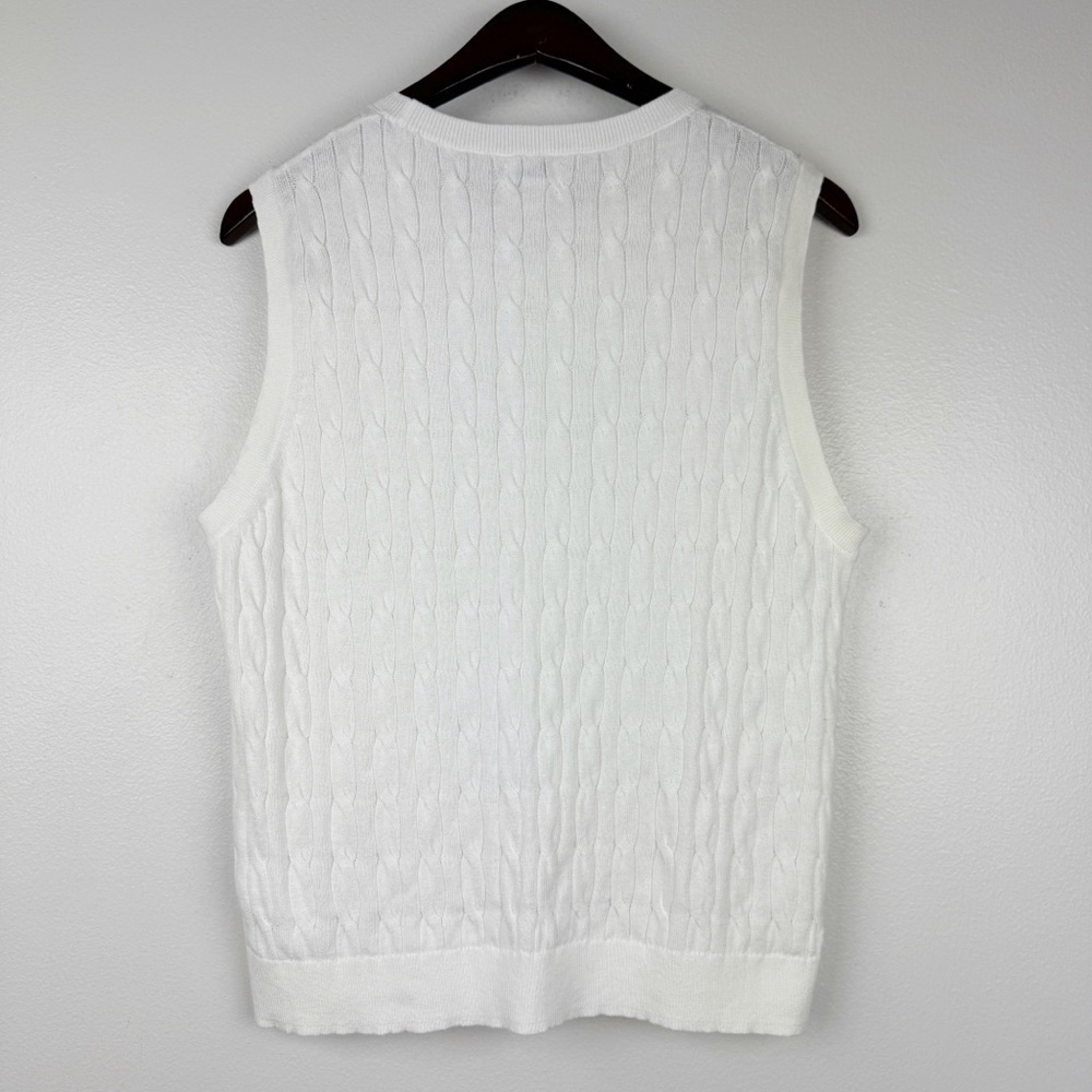 J. Crew Lightweight Cotton Cable Sleeveless Sweater Shell White Size L - Picture 3 of 5